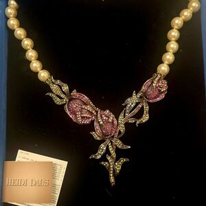 Heidi Daus Pearl and Pink Rose Necklace